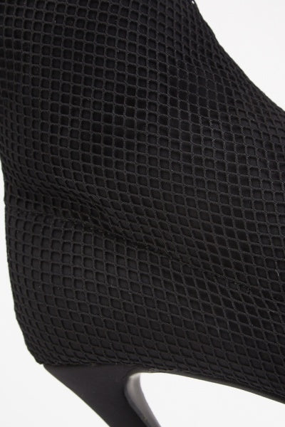Ladies Fish Net Overlay Ankle Boots