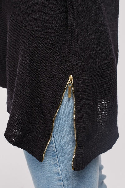 Herringbone Knit Black Jumper