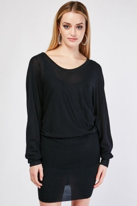 Ladies Metallic Insert Ribbed Trim Jumper