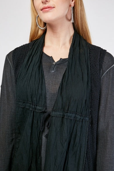 Perforated Knit Contrast 2-In 1 Top