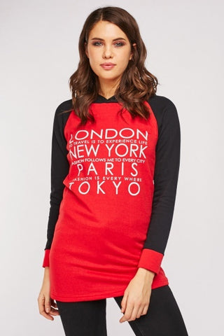 Raglan Sleeve Logo Printed Hoodie