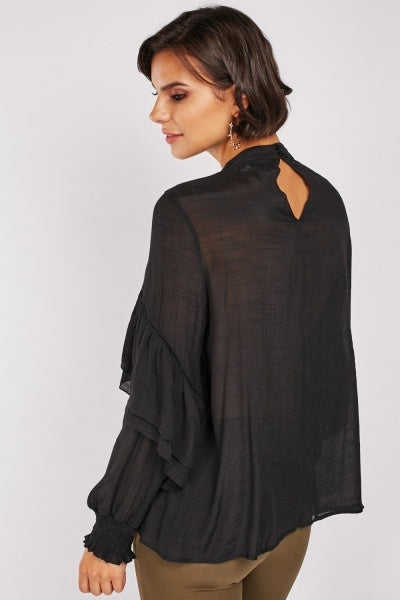 Ruffle Layered Sheer Blouse
