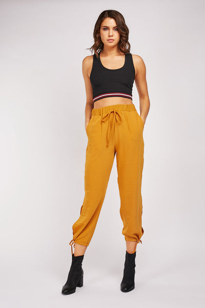 Tie Up Hem Plain Trousers