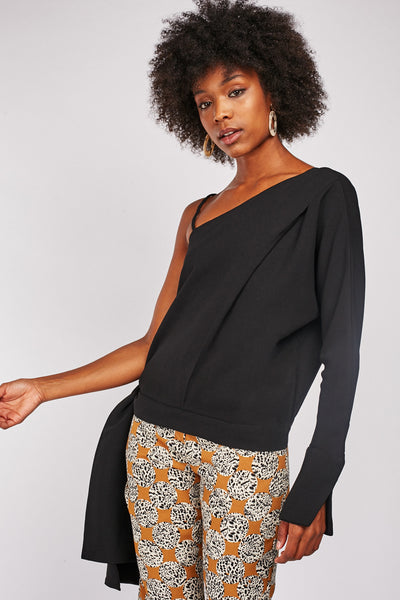 Tie Up Side Asymmetric Blouse