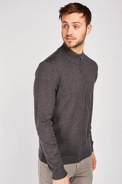 Men's Zip Up Fine Knit Cardigan
