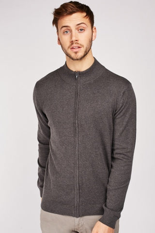 Men's Zip Up Fine Knit Cardigan